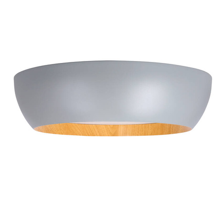 abruzzo lampa sufitowa plafon szaro drewniany klosz biały 14-24114