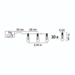 Girlanda dekoracyjna Led EDISON 10 na baterie 2xAA 