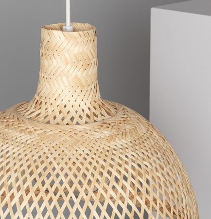 Rattanowa Lampa wisząca pleciona E27 naturalna Boho 38cm