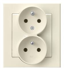 Gniazdo podwójne z uziemieniem z funkcją niezamienności faz, kompletne z ramką Ospel Sonata Ecru