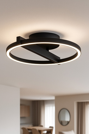 Lampa sufitowa LED do sypialni, czarny okrąg K-8231 z serii TIVOLI