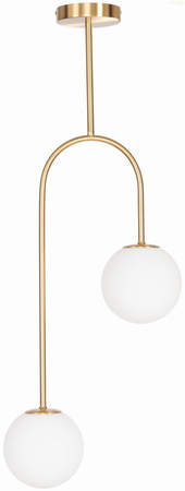 Lampa wisząca złota Milano Arco podwójna mleczne kule 2xE14