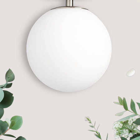Lampa sufitowa plafon Milano silver pojedyńcza mleczna kula 1xE14