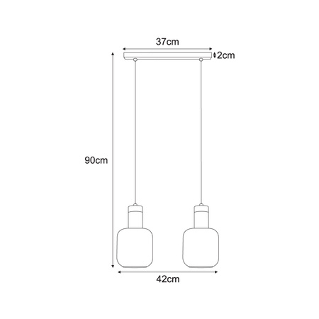 Czarno-złota lampa wisząca z dwoma kloszami K-5266 z serii DOKA