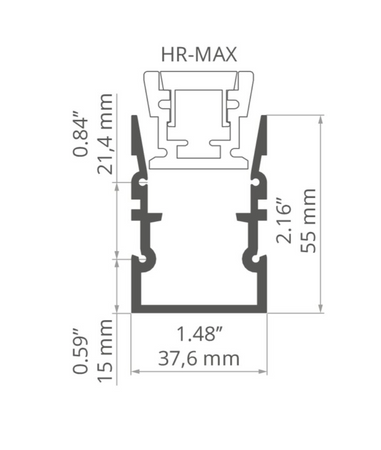 Listwa montażowa pogłębiona profil techniczny HR-MAX-TW surowy KLUŚ 1m
