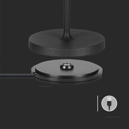Lampka Biurkowa Nocna V-TAC 1,5W LED Ładowanie Ściemnianie IP54 Czarna 