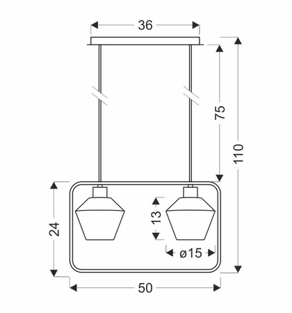 Niko Lampa Wisząca Czarny 2X40W E27 Klosz Bezbarwny Karbowany