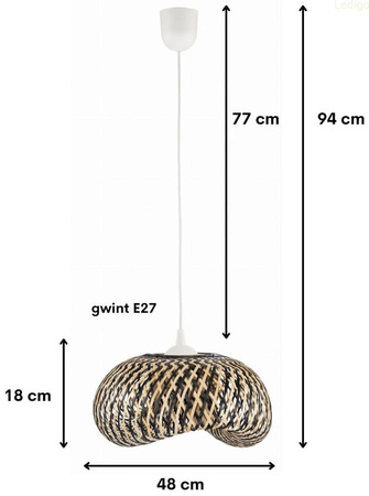 Lampa wisząca dwukolorowa BOHO bambusowa plecionka NUSA 50cm