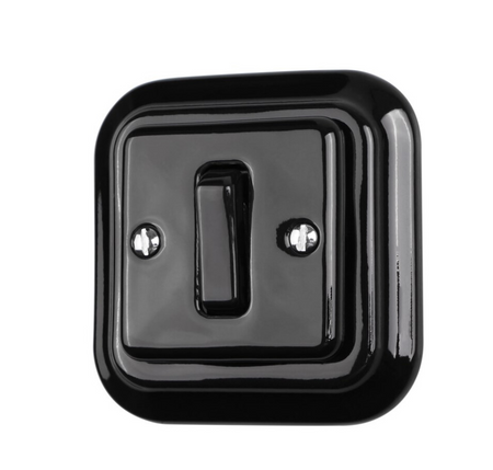 Włącznik ceramiczny podtynkowy pojedynczy kwadrat czarny bez ramki