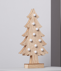 Świąteczna dekoracja drewniana choinka lampka LED