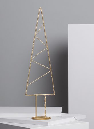 Drzewko świąteczne metalowa złota choinka LED 52cm 3xAAA