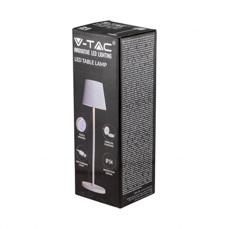 Lampka Biurkowa Nocna V-TAC 1,5W LED Ładowanie Ściemnianie IP54 Biała 