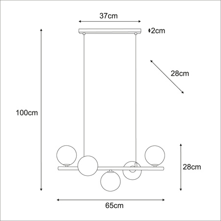 Lampa wisząca szklane mleczne kule 5xG9 K-5841 z serii ARDI beżowa