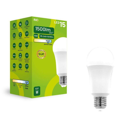 Żarówka LED A60 E27 15W BULB 1500lm 6500K INQ