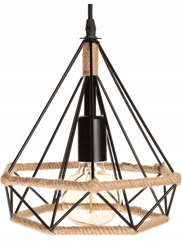 Lampa wisząca Diament przeplatany liną jutową Boho
