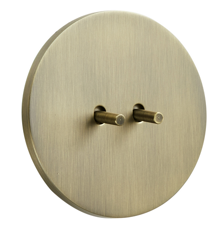 Włącznik podtynkowy okrągły metalowy podwójny / schodowy TOGGLICA ROUND 4U patyna szczotkowana