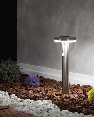 Słupek ogrodowy solarny LED Helios Inox z Czujnikiem Ruchu PIR 45cm
