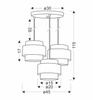 Hare lampa wisząca chromowy talerz 3x60w e27 abażur szary+srebrny