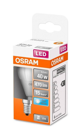 Żarówka LED E14 5,5W 470LM 4000K kulka OSRAM