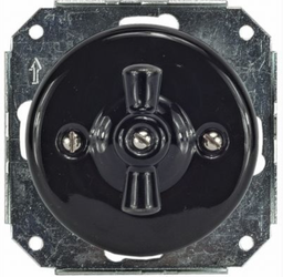 Włącznik ceramiczny obrotowy podtynkowy pojedynczy czarny Retro