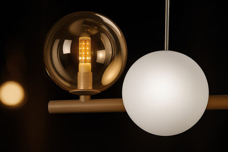 Lampa wisząca kule mleczne bursztynowe 5xG9 K-5846z seri LEMO