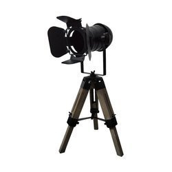 Industrialna  Lampka biurkowa czarna drewno / metal