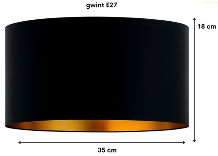 Abażur walec Oro Deluxe czarno złoty 35cm E27