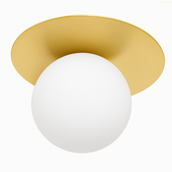 Lampa sufitowa plafon kinkiet Milano Aura złota pojedyncza mleczna kula