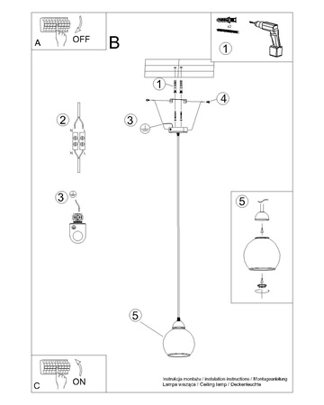 Lampa wisząca ALINO 1 czarna