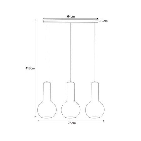 Lampa wisząca na listwie, nad blat kuchenny K-4521 z serii ARVI BLACK