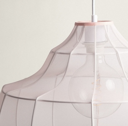 Lampa Wisząca z Metalu i Tkaniny Ayla pastelowy róż 45cm