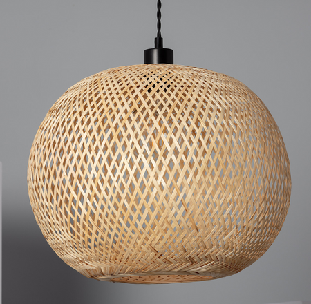Bambusowa Lampa wisząca pleciona E27 naturalna Boho