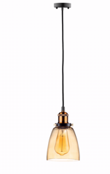 Lampa wisząca szklana amber LOFT wąska