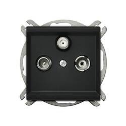 Gniazdo RTV-SAT przelotowe Ospel Sonata Czarny Metalik