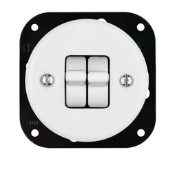 Włącznik podtynkowy ceramiczny podwójny OLD biały bez ramki