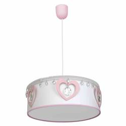 Dziecięca lampa wisząca HEART 1xE27 serca biała różowa