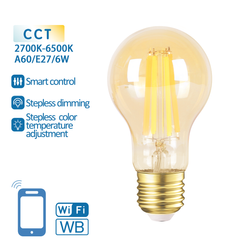 Inteligentna żarówka Smart LED FILAMENT E27 A60 6W Wi-Fi CCT  bursztynowa