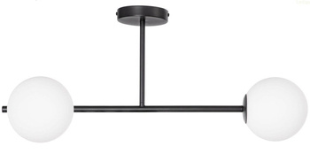 Lampa sufitowa Milano black podwójna mleczne kule 2xE14