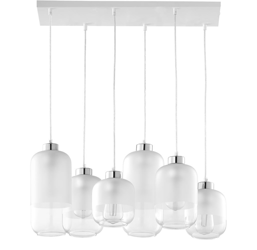 Lampa wisząca Szklana  6 x E27 mleczna chrom