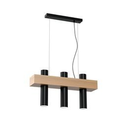 Lampa wisząca WEST BLACK 3xGU10 czarna drewno