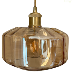Lampa wisząca szklana złota bursztynowa Haga E27