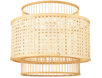 Rattanowa Lampa wisząca plecionka wiedeńska E27 Boho 40cm biała