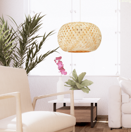 Bambusowa lampa wisząca  E27 Boho 35cm biała