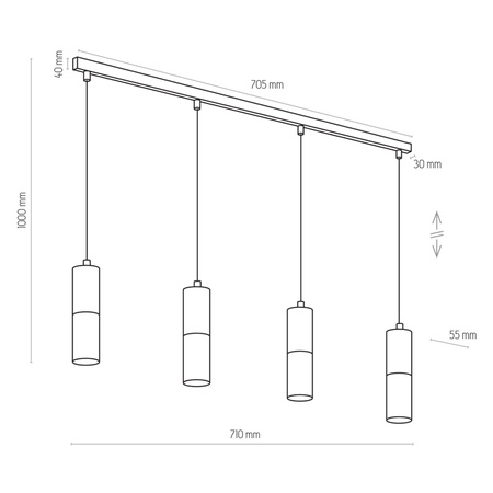 ELIT BLACK LAMPA WISZĄCA 4 PŁ