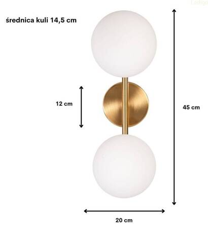 Kinkiet Milano gold podwójny mleczne kule 2xE14