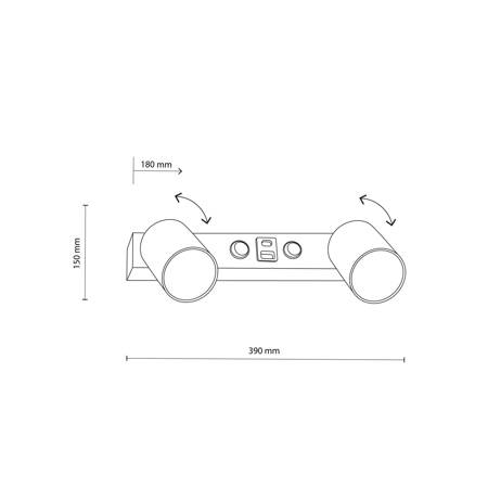 Kinkiet TOP White 2xGU10 z USB