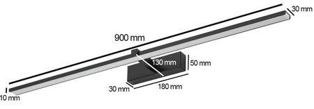 Kinkiet  łazienkowy nad lustro VENUS 18W 90cm IP44 4200K czarny