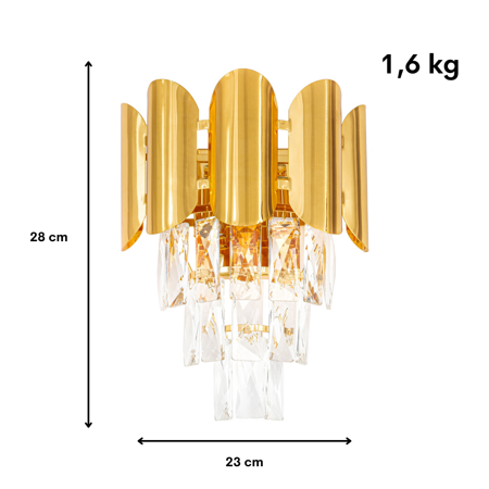 Kinkiet ścienny luksusowy kryształowy Luxury WSC018 Złoty