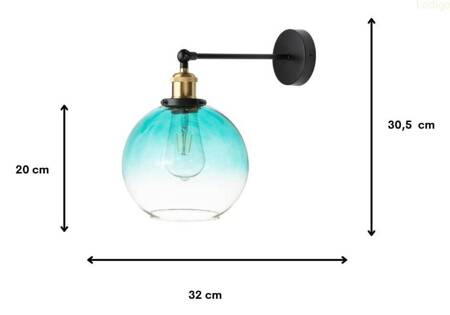 Kinkiet ścienny złota oprawa klosz niebieski 20cm 1xE27