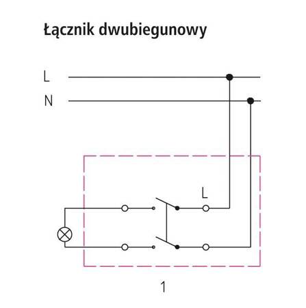 Łącznik dwubiegunowy z podświetleniem niebieskim Ospel Sonata Szampański Złoty